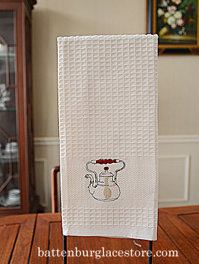 Waffle Weaves Kitchen Towel. "Kettle" monogrammed.